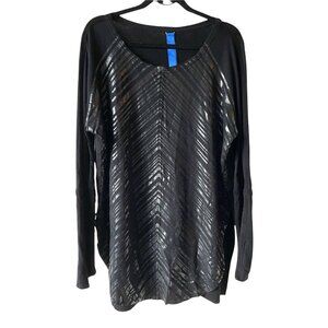 Kit and Ace Olson Tunic Top Shirt Black Chevron Stripe Raw Hem Size 10